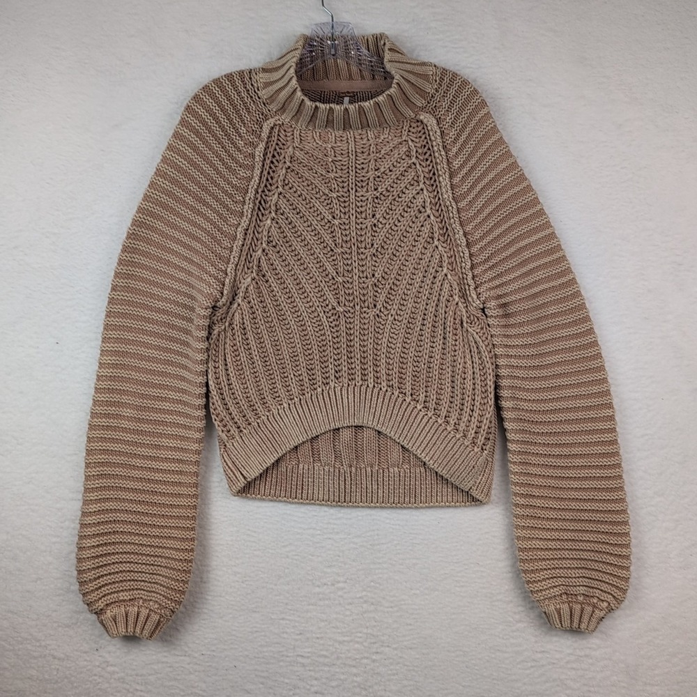 Free People Sweetheart Sweater Women's Small Cotton Sandcastle Slouchy
